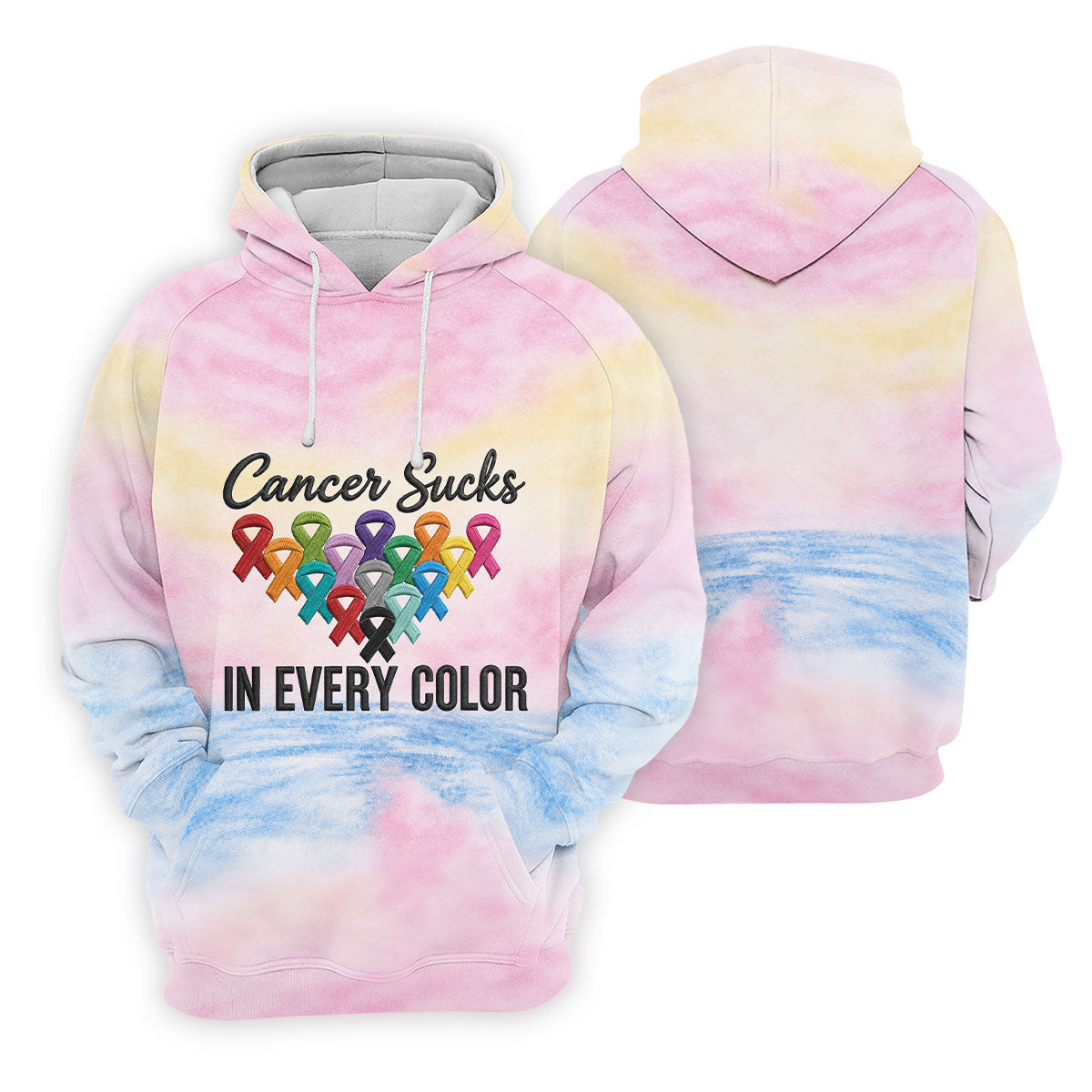 Cancer Sucks In Every Color Ribbon Polo Shirt, Mens Golf Polo, Printed Golf Shirts