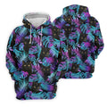 Funny Black Cat Purple Blue Gradient Hawaiian Golf Shirt, Golf Shirt For Women