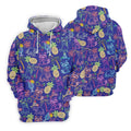 Neon Tropical Raccoon Cocktail Pattern Hawaiian Golf Shirt, Women's Golf Tops, Ladies Golf Shirts