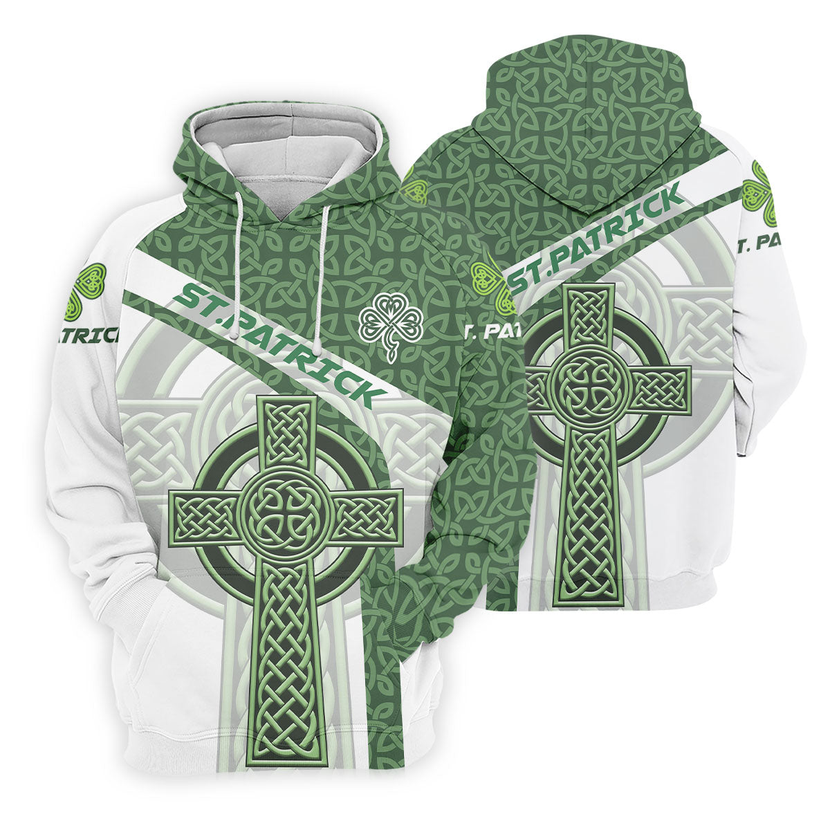 St Patrick's Day Celtic Knotwork Pattern Shamrock Golf Shirt, Polo Shirts For Men, Golf Shirts For Men