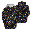 Accept Teach Understand Love Autism Awareness Colorful Handprint Black Golf Shirt, Women's Golf Tops