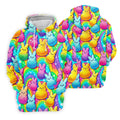 Colorful Easter Peeps Rainbow Pattern Golf Shirts For Men, Cute Golf Outfit, Polo Shirts For Men