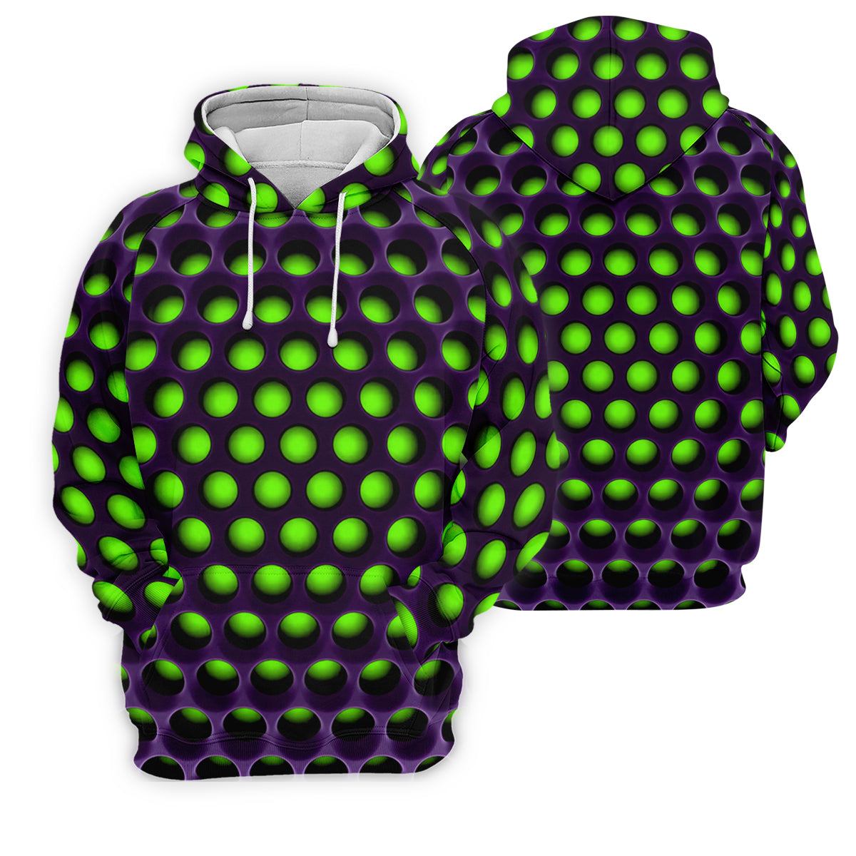3D Effect Circular Pattern Green Golf Shirt, Cool Golf Outfit, Men's Funny Golf Shirts, Polo Shirts For Men