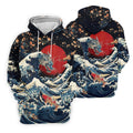 Japanese Dragon Koi Wave Hawaiian Golf Shirt, Mens Golf Apparel, Golf Polo Shirts For Men