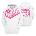 Swing For A Cure Pink Flag Breast Cancer Polo Shirt, Men's Golf Shirt, Printed Golf Shirts