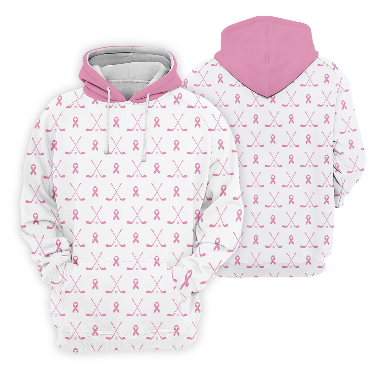 Pink Ribbon Golf Clubs Breast Cancer Polo Shirt, Golf Shirts For Men, Mens Golf Apparel
