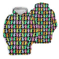 Colorful Easter Bunny Black Golf Shirt, Cute Golf Outfit, Golf Shirts For Men, Golf Gift For Men
