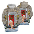 Men's Streaking Santa Doorbell Golf Shirt, Christmas Golf Shirt, Golf Apparel For Men