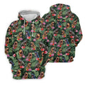Tropical T Rex Floral Pattern Hawaiian Golf Polo, Golf Tops For Men, Golfing Apparel