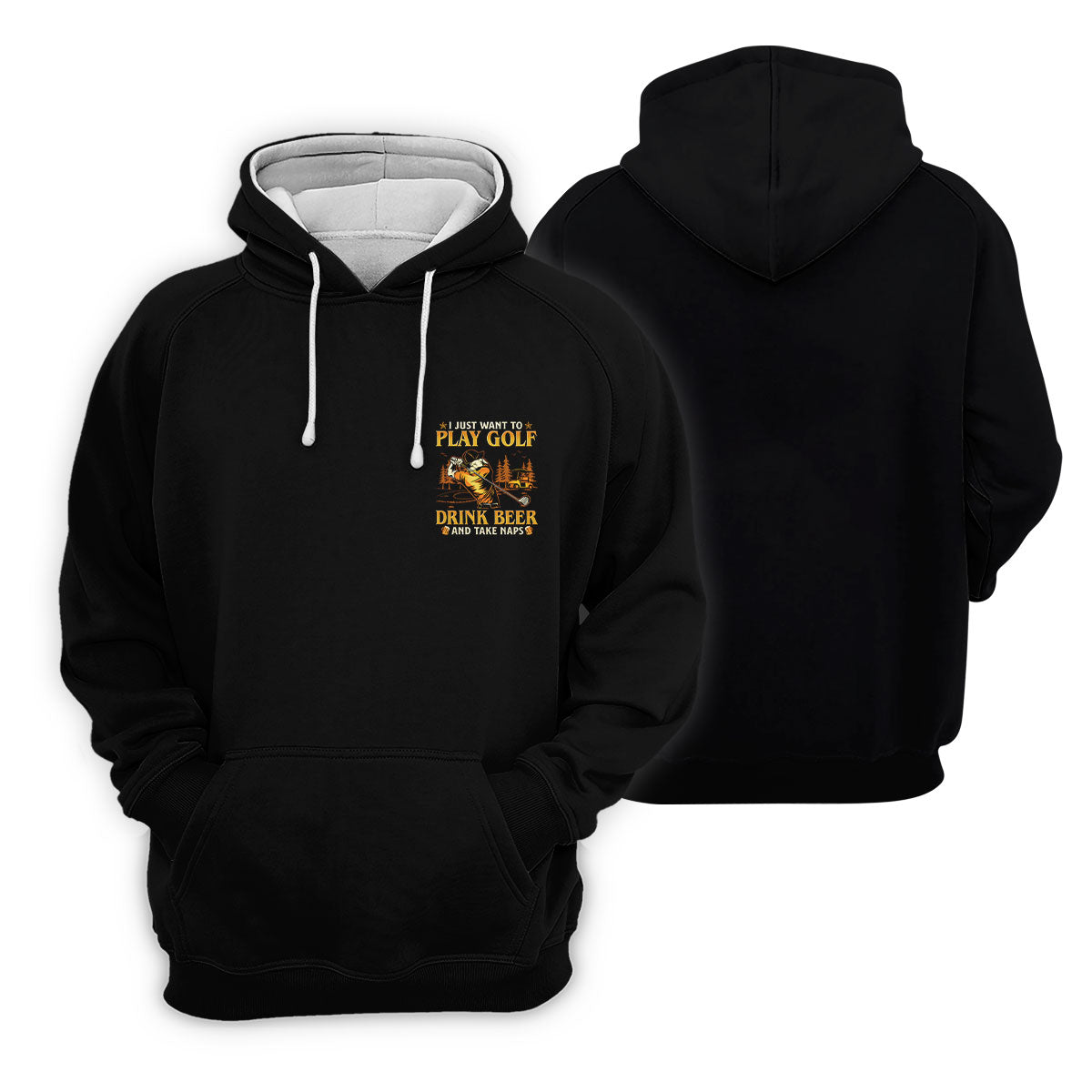 I Just Want To Play Golf Drink Beer And Take Naps Black Golf Shirt, Men's Funny Golf Shirts