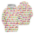Colorful Ice Cream Pattern Golf Polo Shirt, Golf Tops For Women, Ladies Golf Top