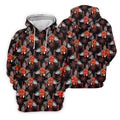 Orange Hibiscus Black Hawaiian Golf Shirt, Summer Vibe Golf Shirts For Men