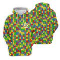 It's Okay To Be Different Colorful Puzzle Pattern Autism Awareness Men's Golf Shirt, Polo Shirts For Men