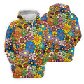 Multicolor Retro Flower Power Golf Shirt, Mens Golf Polo, Hawaiian Golf Shirt, Golf Apparel For Men