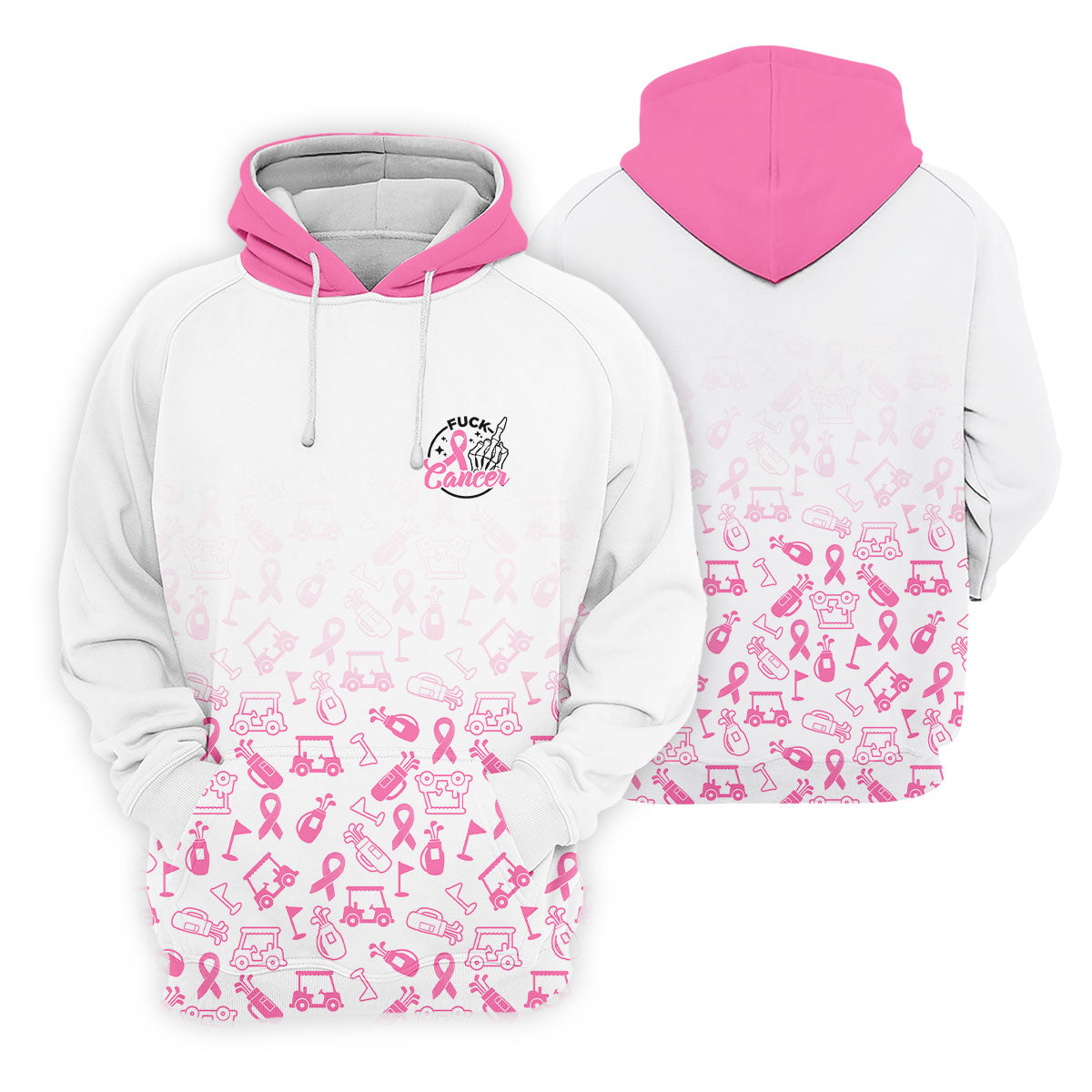 Fuck Cancer Pink Ribbon Breast Cancer Polo Shirt, Mens Polo Shirts, Golf Apparel For Men