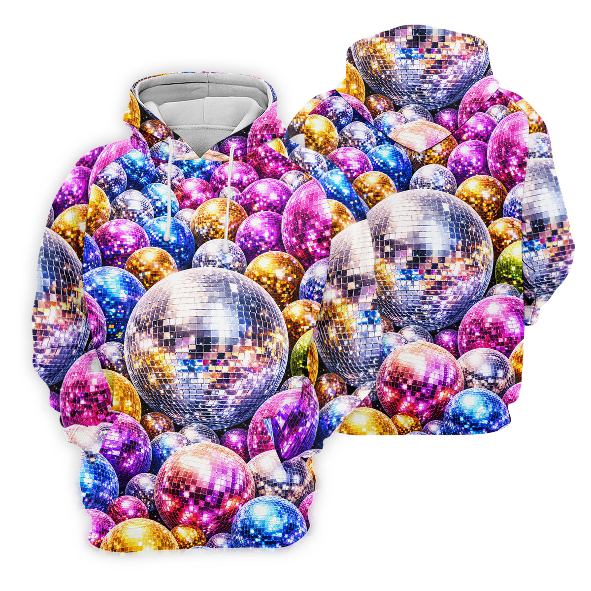 Colorful Disco Ball Party Pattern Polo Shirt, Womens Golf Tops, Golf Shirts For Women