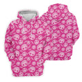 Pink Stitched Skull Halloween Golf Polo Shirt, Golf Shirts For Men, Mens Golf Apparel