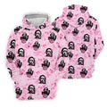 Pink Cute Ghost Caller Heart Pattern Halloween Golf Polo Shirt, Golf Apparel For Men