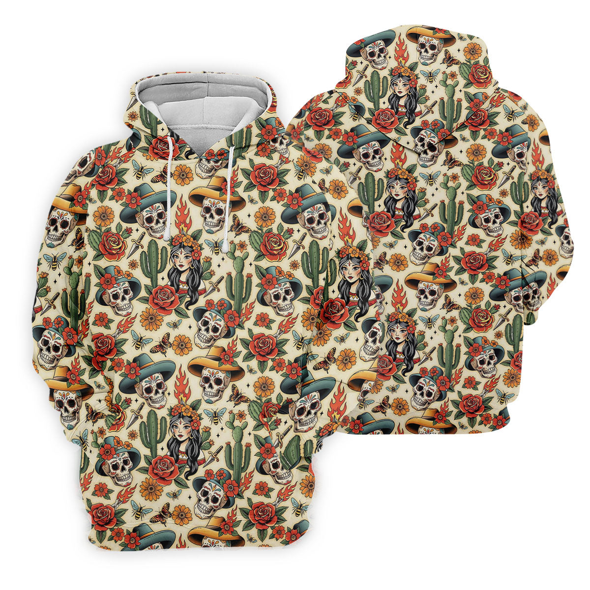 Day Of The Dead Sugar Skull Floral Polo Shirt, Mens Golf Polo, Hawaiian Golf Shirt