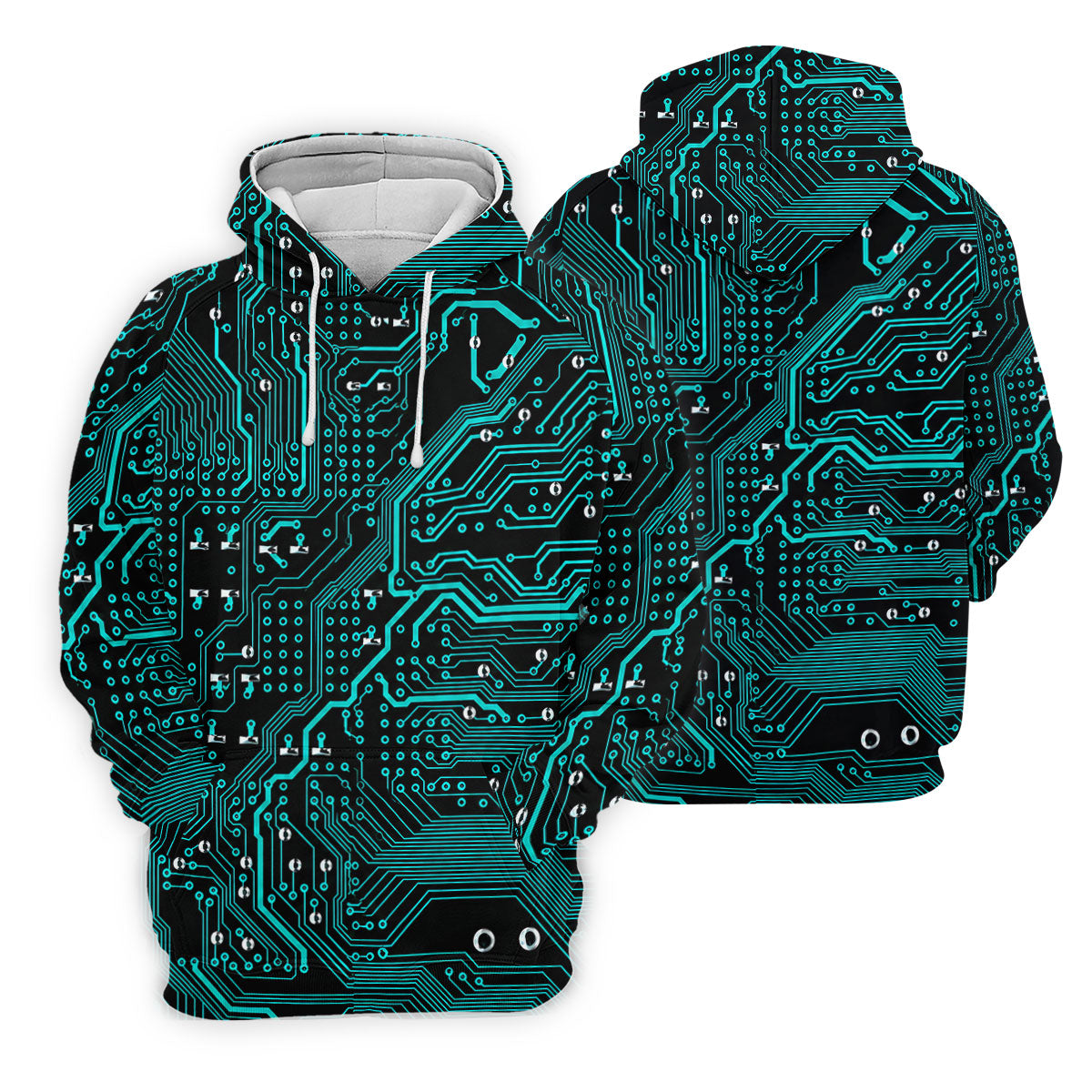 Circuit Board Pattern Hawaiian Golf Shirt, Women's Golf Tops, Ladies Golf Shirts