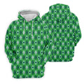 Lucky Four Leaf Clover Golf Ball Pattern Argyle Pattern St Patrick's Day Golf Shirt, Polo Shirts For Men
