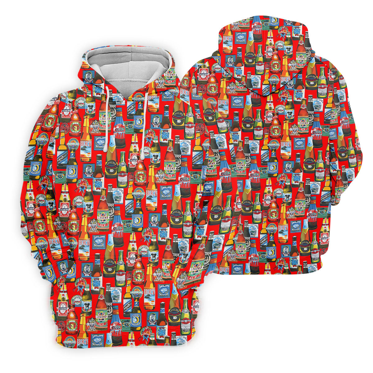 Beer Bottle Labels Red Golf Shirt, Men's Funny Golf Shirts, Golf Tops For Men, Golf Shirts For Men