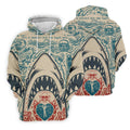 Vintage Shark Jaw Tattoo Art Golf Polo Shirt, Golf Shirts For Men, Printed Golf Shirts