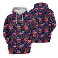 Dark Tropical Pink Flamingo Pattern Golf Shirt, Mens Polo Shirts, Hawaiian Golf Shirt, Printed Golf Shirts