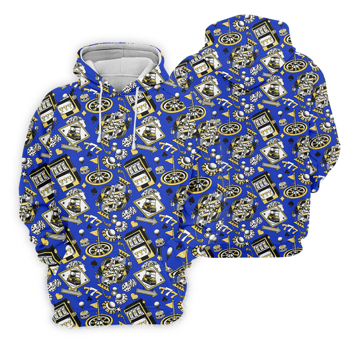 Casino Golf Pattern Blue Hawaiian Golf Polo Shirt, Golf Shirts For Men, Mens Golf Apparel