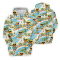 Cute Funny Duck Hawaiian Golf Shirt, Beach Theme Men's Golf Shirt, Polo Shirts For Men