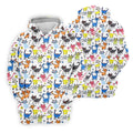 Cartoon Cat Golf Shirt, Colorful Doodle Cat Pattern, Polo Shirts For Women