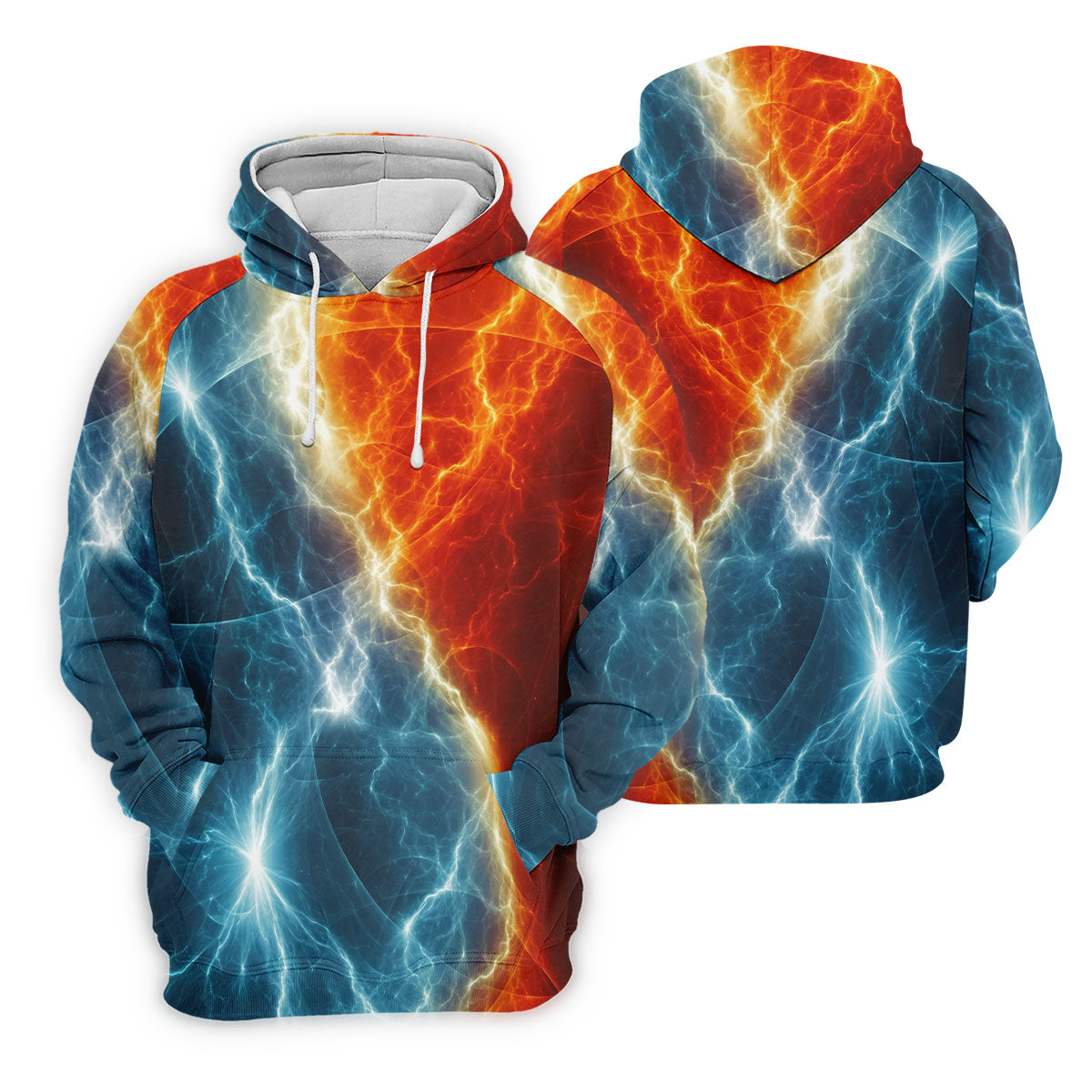 Lightning Fire And Ice Split Golf Polo Shirt, Golf Shirts For Men, Mens Golf Polo