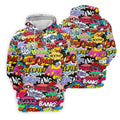 Comic Pop Art Golf Shirt, Retro Speech Bubble Pattern, Polo Shirts For Women