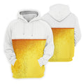 Cold Beer Print Men's Golf Polo Shirt, Beer Glass Pattern Design, Golf Shirts For Men