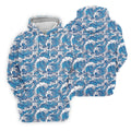 Blue Ocean Wave Pattern Golf Shirt, Women’s Golf Tops, Golf Shirts For Women, Printed Golf Shirt