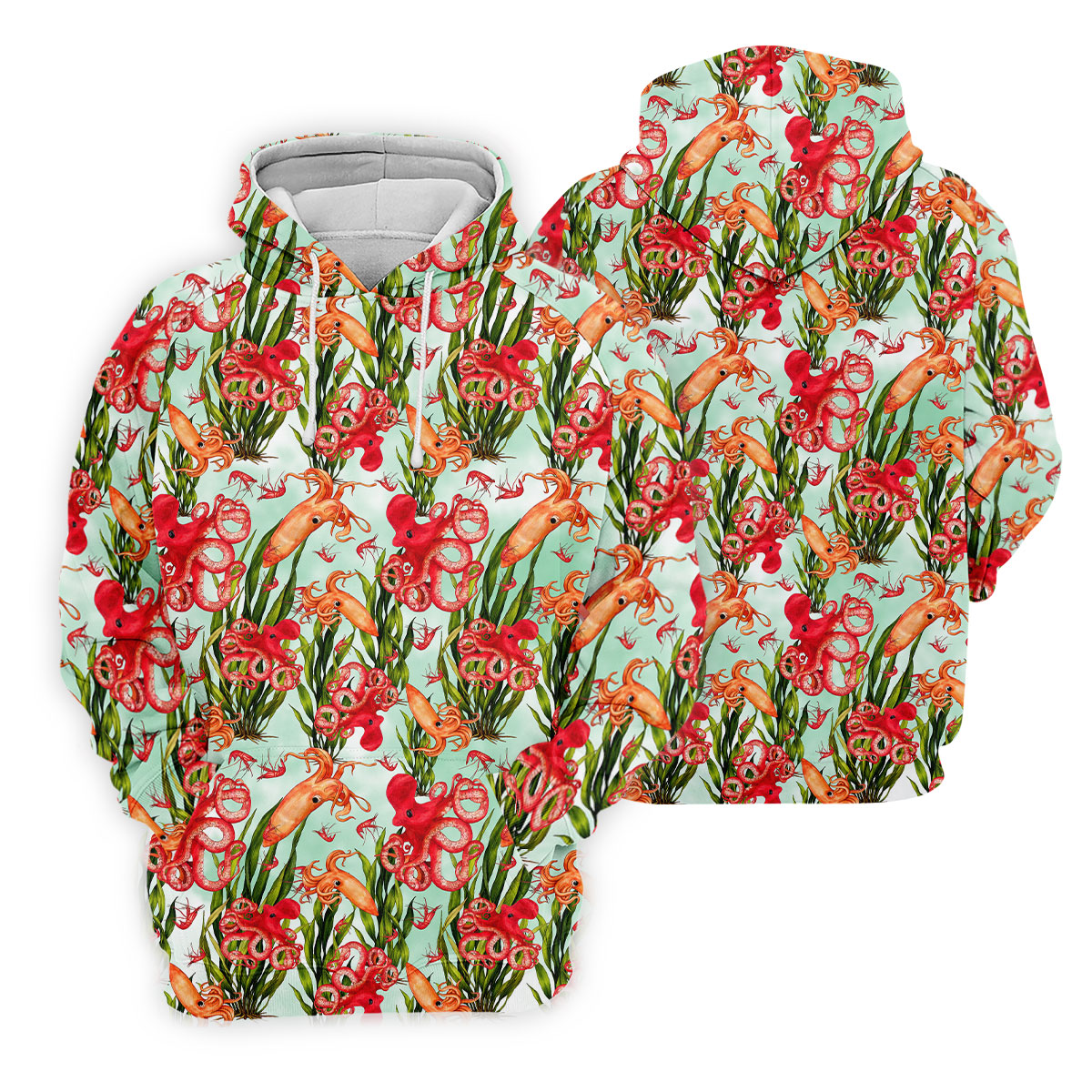 Tropical Cephalopods Among Seaweed  Hawaiian Golf Polo, Golf Tops For Men, Golfing Apparel