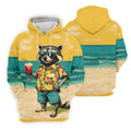Cool Raccoon Tropical Yellow Hawaiian Golf Polo, Golf Tops For Women, Golfing Apparel