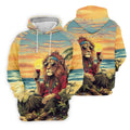 Tropical Lion Sunset Teal Hawaiian Golf Polo, Golf Tops For Men, Golfing Apparel