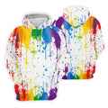 Rainbow Paint Splatter LGBT Support Ladies Golf Tops, Pride Month Golf Shirt For Women