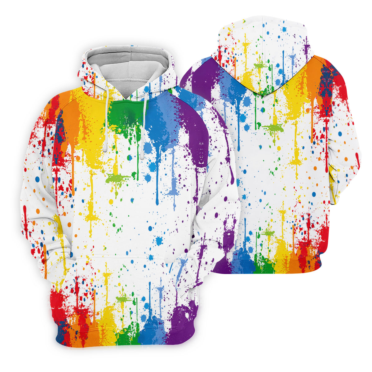 Rainbow Paint Splatter LGBT Support Ladies Golf Tops, Pride Month Golf Shirt For Women