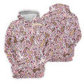 Funny Adult Doodle Pink Pattern Polo Shirt, Mens Golf Polo, Golf Shirts For Men
