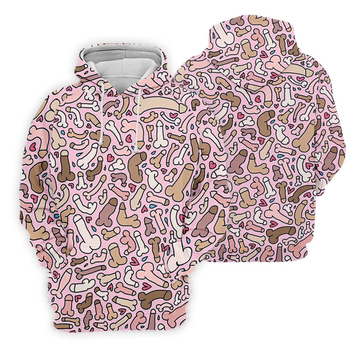 Funny Adult Doodle Pink Pattern Polo Shirt, Mens Golf Polo, Golf Shirts For Men