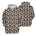 Retro Alien Golf Shirt, Black UFO Pattern Men's Golf Polo, Polo Shirts For Men