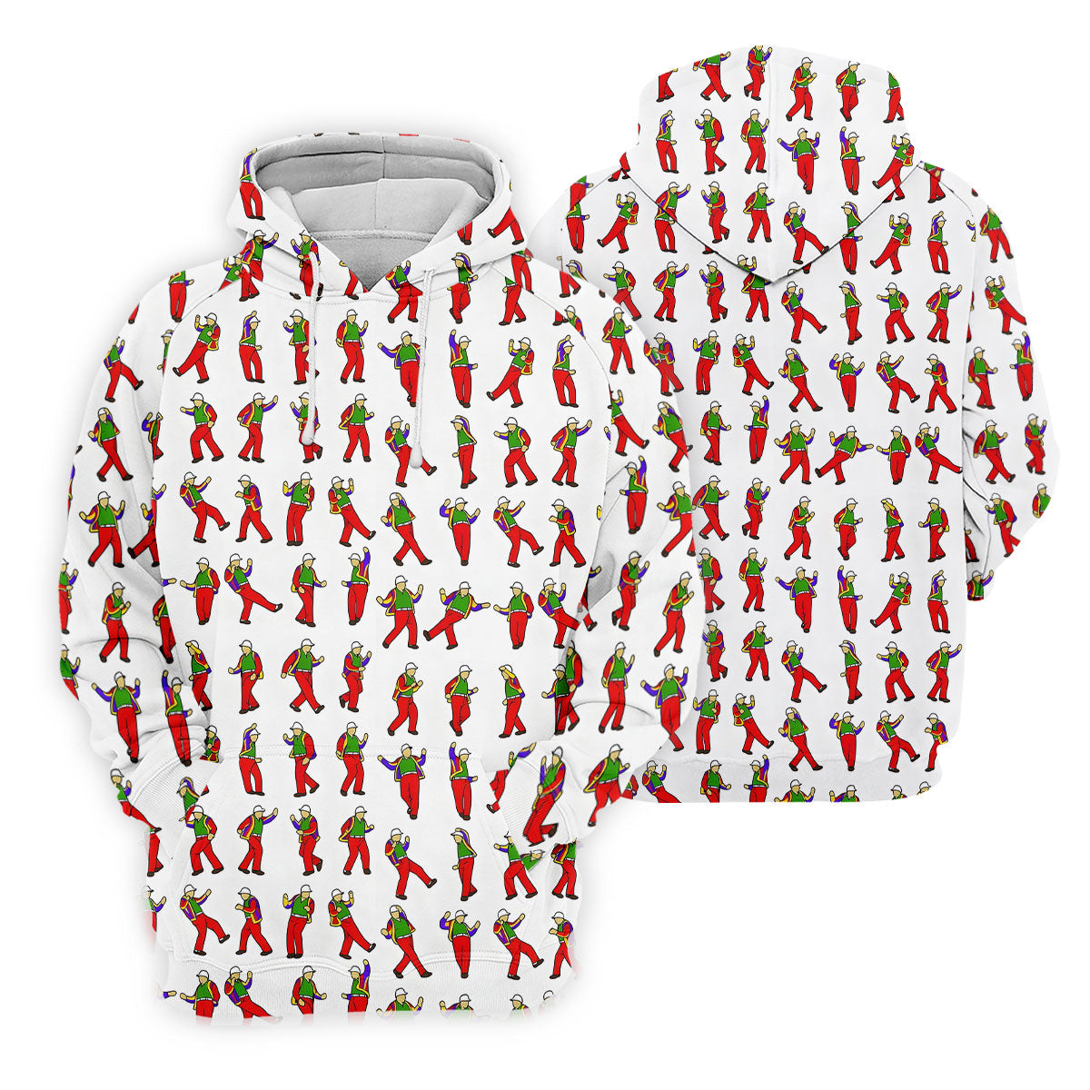 Colorful Dancing Character Pattern Polo Shirt, Hawaiian Golf Shirt, Mens Golf Apparel