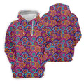 Colorful Mandala Floral Pattern Zip Hoodie, Graphic Zip Hoodie, Hooded Sweatshirt For Men
