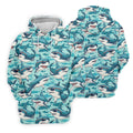 Animated Shark Hawaiian Golf Shirt, Men's Funny Golf Shirts, Golf Shirts For Men