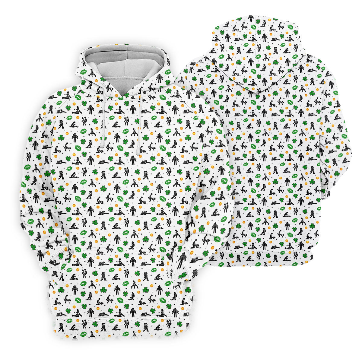 Funny Stick Figure Naughty Position Shamrock St Patrick's Day Golf Shirt, Performance Golf Shirt, Polo Shirts For Men