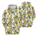 Cartoon Banana Characters on Tropical Island Hawaiian Golf Polo, Golf Tops For Women, Golfing Apparel