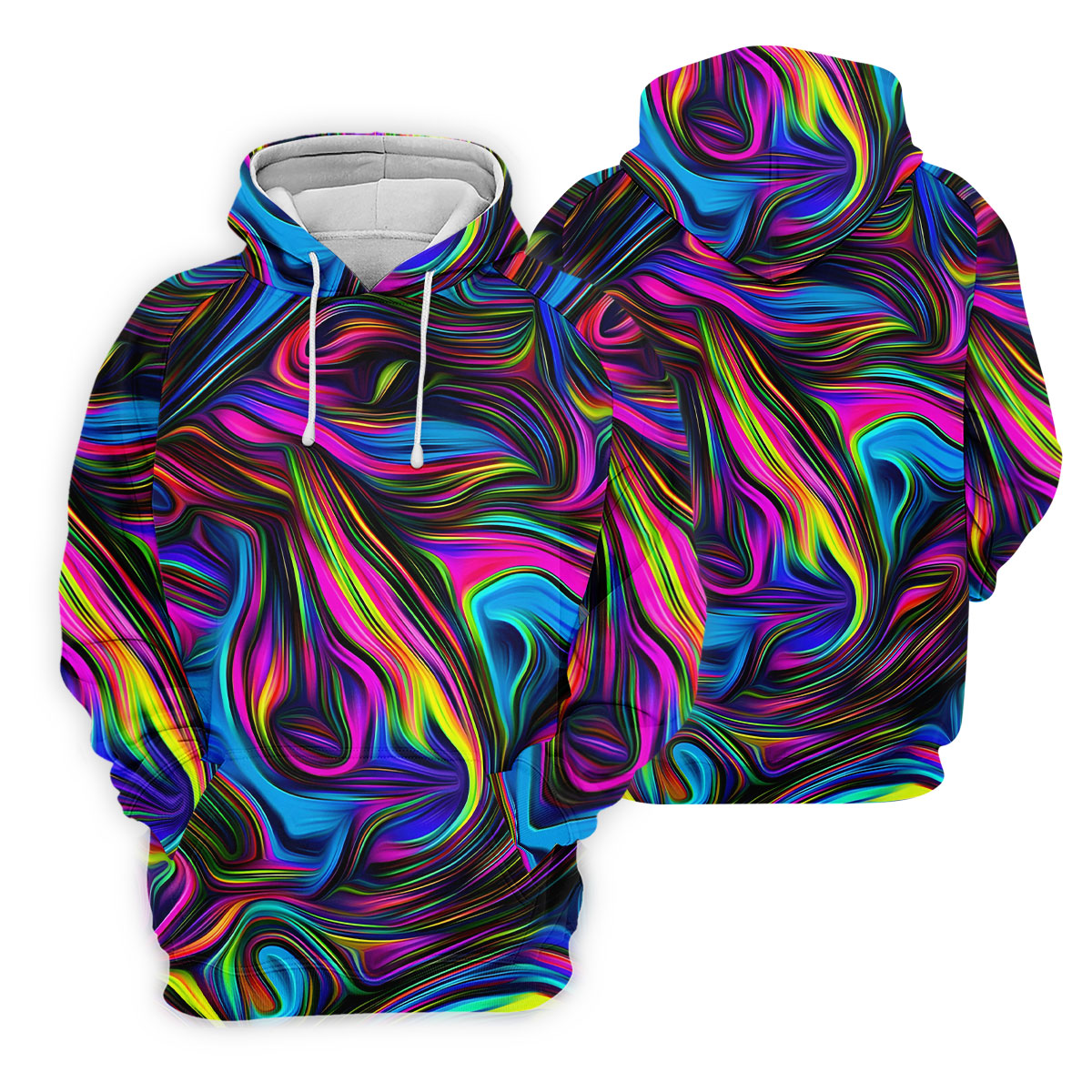 Neon Abstract Swirl Hawaiian Golf Shirt, Women's Golf Tops, Ladies Golf Shirts