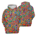 Colorful Abstract Circle Pattern Polo Shirt, Printed Golf Shirt, Hawaiian Golf Shirt, Women’s Golf Tops